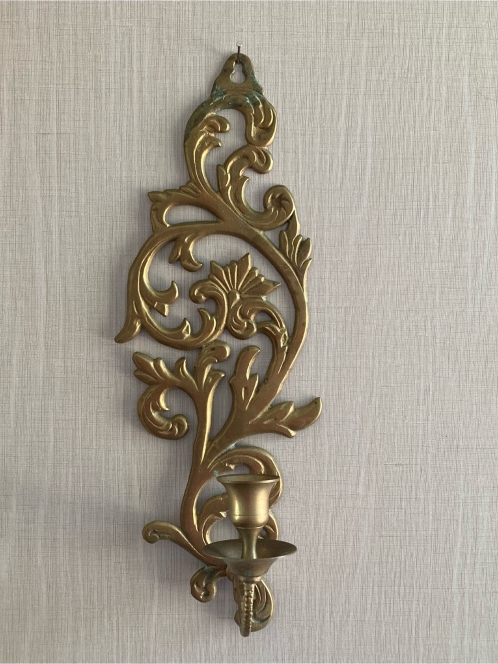 Solid Brass Ornate Wall Candleholder Sconce